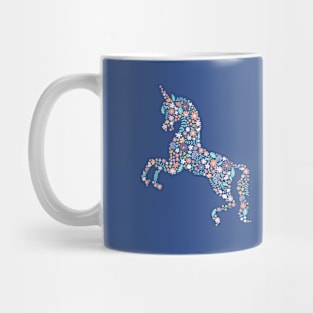 Floral Unicorn in Teal Mug